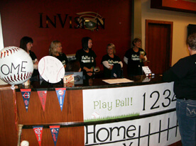 Reception Desk With Baseball Decor